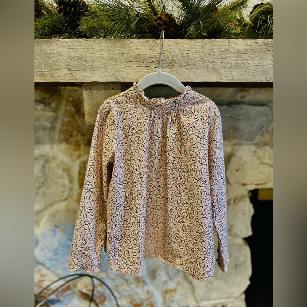 Bonpoint Pink Squirrel Patterned Shirt blouse size 8 girls